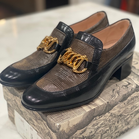 Gucci   Ebal Horsebit Lizard-Embossed Leather Chain Loafers  Size 39. - Picture 12 of 17